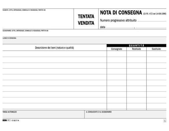 NOTA CONSEGNA TENTATA VENDITA 15X23  2C E 5217 A
