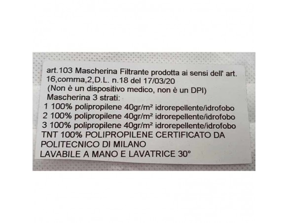 MASCHERINA FILTRANTE X BAMBINI IN TNT ORSO/AEREO