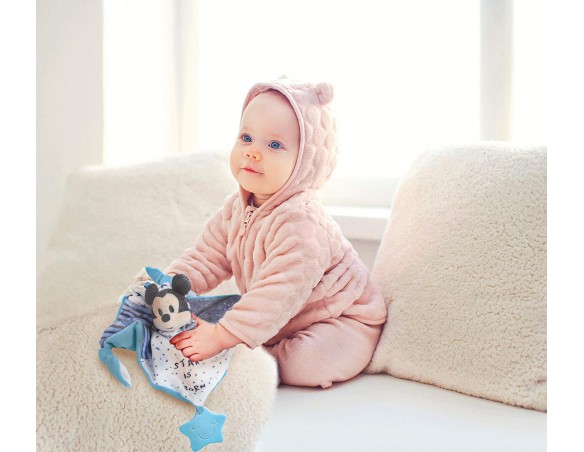 Doudou Baby Mickey Mouse -Clementoni - 17345 - Disney Baby Topolino Morbida Copertina - Comforter Sicurezza Neonati, 100% Lavab
