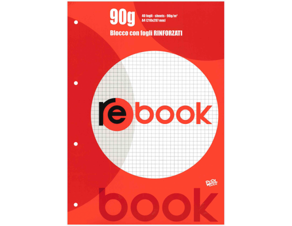REBOOK - COLLATO - 5MM RICAMBI CON FOGLI COLLATI E RINFORZATI 90GR 5MM A4 - QUABLOK QUABLOCK