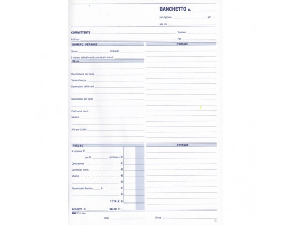 PREVENTIVO ORDINAZIONE ORDINATIVO PER BANCHETTI E 5960