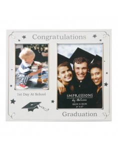 Doppio Portafoto Laurea In Metallo 10X15 cm e 7,5X10 cm