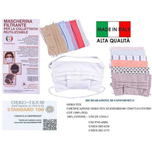 MASCHERINA COTONE + TNT COLORI ASS.
