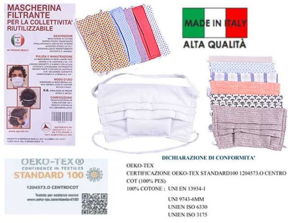 MASCHERINA COTONE + TNT COLORI ASS.