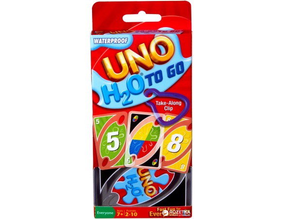Mattel Games- UNO H20, Carte Resistenti all'Acqua con Clip, Gioco di Carte per Famiglie e Bambini 7+Anni, P1703