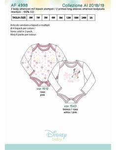 2X BODY NEONATO CALDO COTONE MINNIE 3 MESI 4998