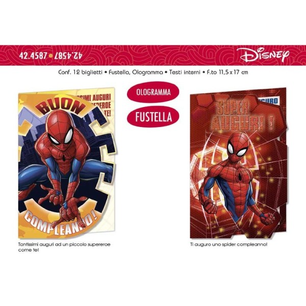 CROMO BIGLIETTO COMPLEANNO SPIDERMAN 42.5881