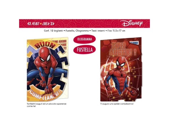 CROMO BIGLIETTO COMPLEANNO SPIDERMAN 42.5881