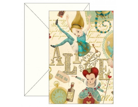 BIGLIETTO AUGURI BUON COMPLEANNO ALICE NEL PAESE DELLE MERAVIGLIE 5552