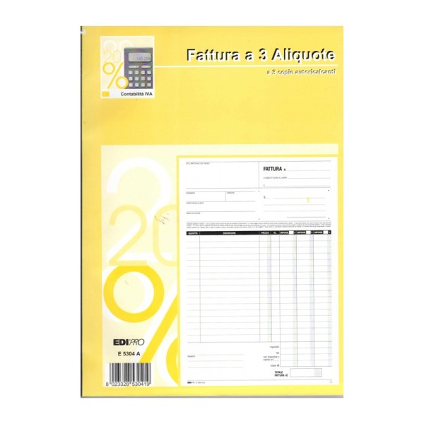 FATTURE A 3 ALIQUOTE A 3 COPIE E 5304 A