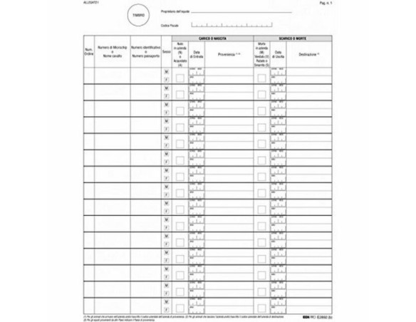 REGISTRO CARICO E SCARICO DEGLI EQUIDI E2892