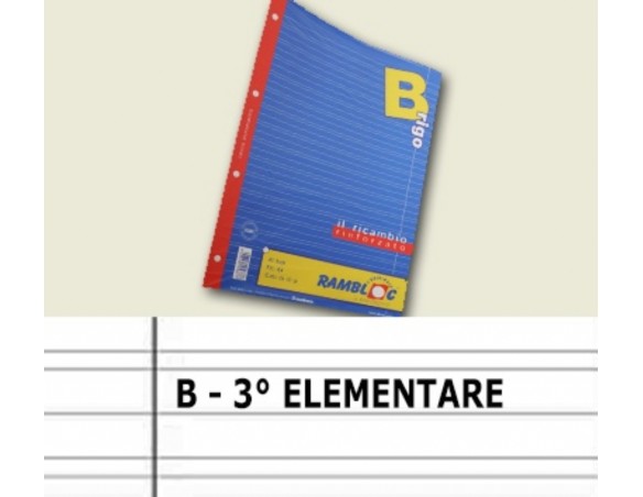 RICAMBI RINFORZATI RIGO B RIGO TERZA ELEMENTARE 40 FOGLI