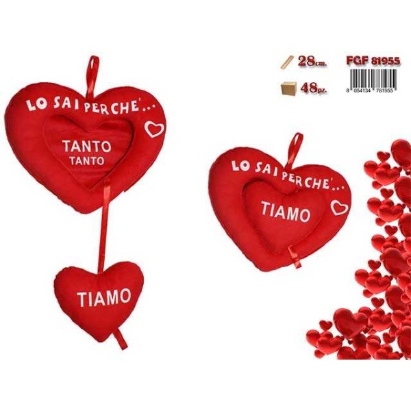 PELUCHE CUORE 28 CM ( IDEALE PER SAN VALENTINO )