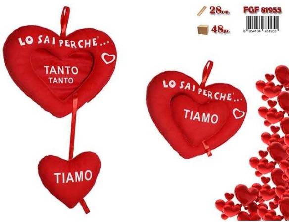 PELUCHE CUORE 28 CM ( IDEALE PER SAN VALENTINO )