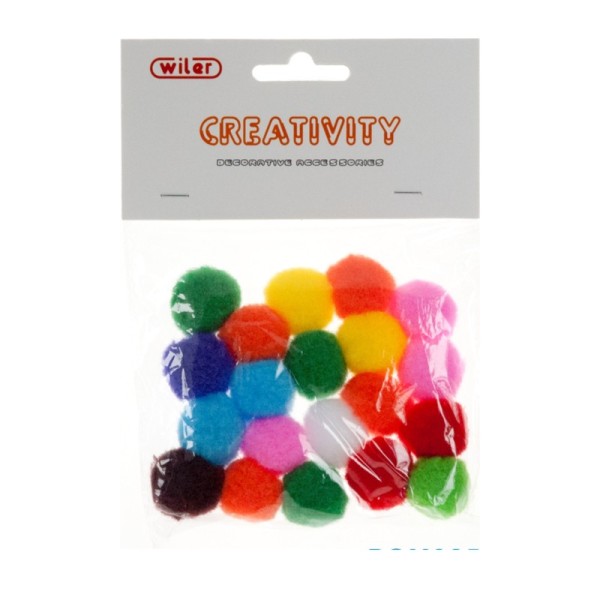 Pompon pon pon Colori Assortiti 25mm 60pz - Wiler