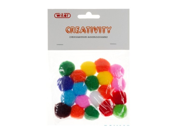 Pompon pon pon Colori Assortiti 25mm 60pz - Wiler