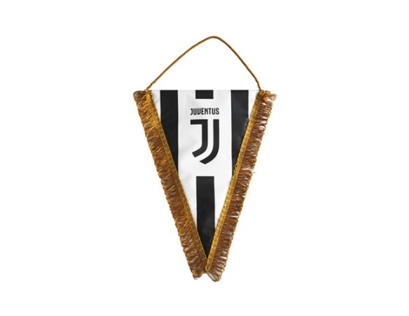 GAGLIARDETTO TRIANGOLARE PICCOLO 17X14 CM RIGHE E LOGO UFFICIALE JUVENTUS