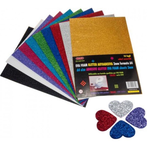 GOMMA ADESIVA GLITTER EVA FOAM A4 2 MM. CONF.10...
