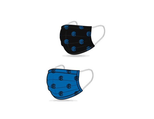 MASCHERINA INTER UOMO UFFICIALE MASK PROTETTIVA NO DM 3 STRATI (2 TNT 1 PL) ass 2 col