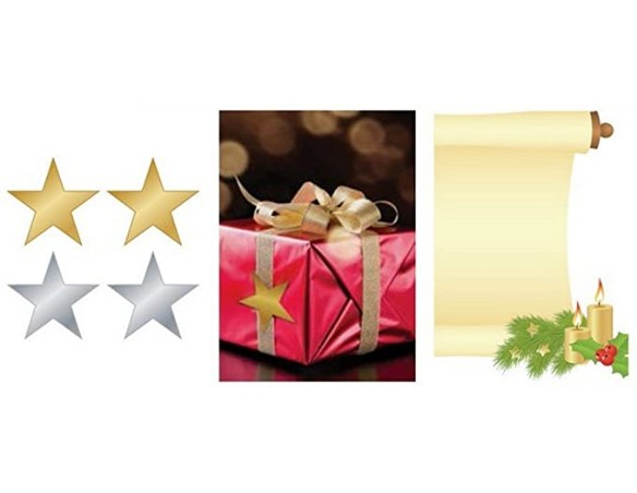 STELLE CHIUDI PACCO ORO ADESIVE 18X18 MM