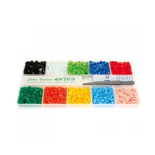 TESSERE MOSAICO ASTUCCIO CON 10 COLORI +...