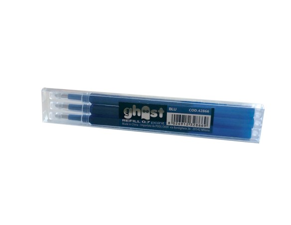 TRIS 3X REFIL RICARICA CANCELLABILE PENNA GHOST BLU