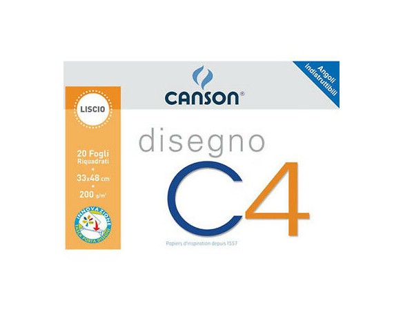 BLOCCO DISEGNO 24X33 20 FOGLI LISCIO RIQUADRATO CANSON 200GR