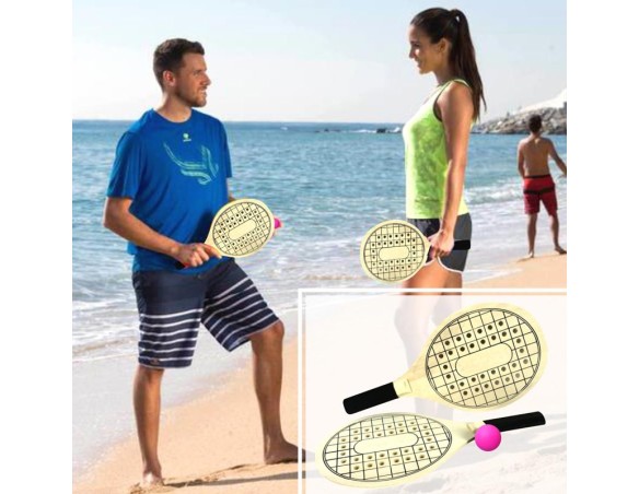 COPPIA RACCHETTONI SPIAGGIA IN LEGNO DELUXE 5640145