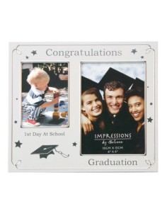 Doppio Portafoto Laurea In Metallo 10X15 cm e 7,5X10 cm 2
