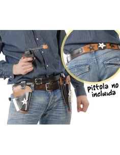 Cinturone Cowboy 2 Fondine con Stelle Doppia
