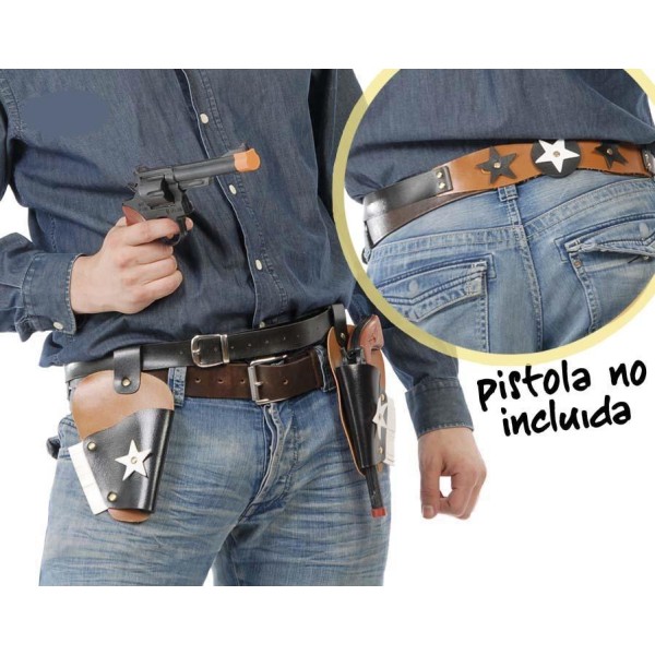 Cinturone Cowboy 2 Fondine con Stelle Doppia