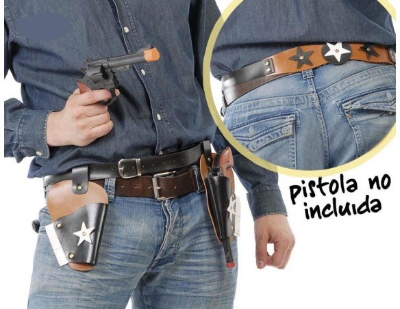 Cinturone Cowboy 2 Fondine con Stelle Doppia
