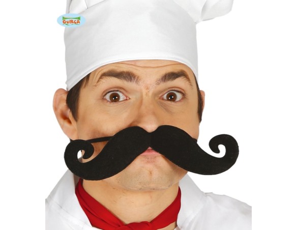 Baffi giganti con elastico per travestimento chef sheriffo torero