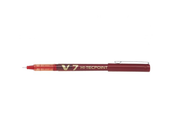 Penna roller Hi-Tecpoint V7, con inchiostro liquido, punta media, con tappo colore: rosso PILOT
