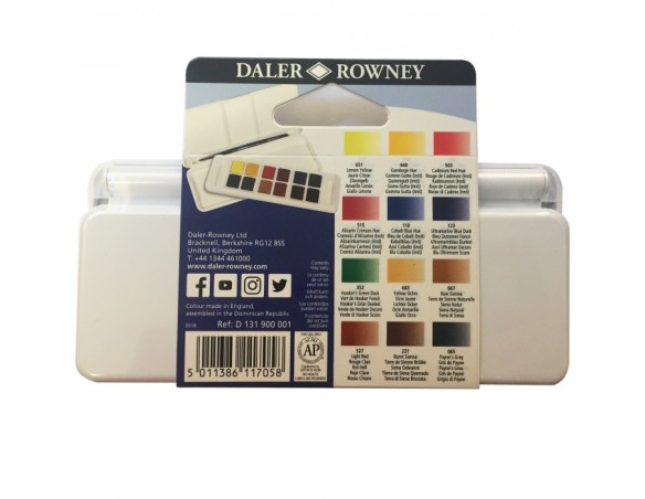 ACQUERELLI AQUAFINE 1/2 GODET SCATOLA 12 COLORI TRAVEL SET IN PLASTICA DALER-ROWNEY
