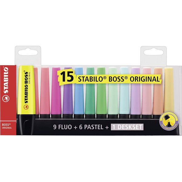 STABILO BOSS DESKJET 15pz FLUO + PASTEL 7015-01-5