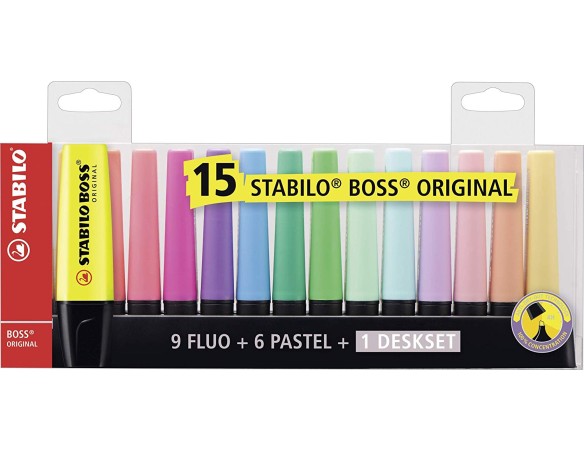 STABILO BOSS DESKJET 15pz FLUO + PASTEL 7015-01-5
