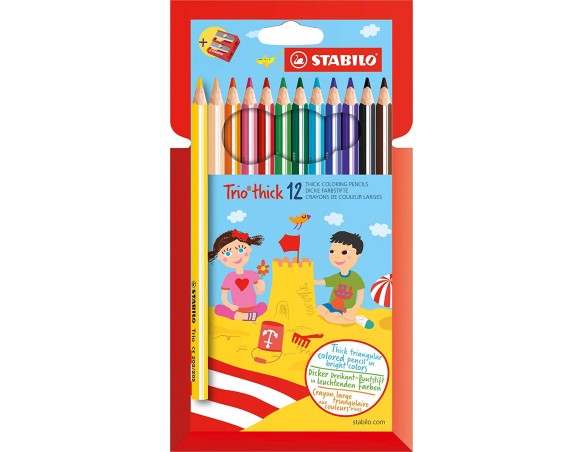 COLORI STABILO MATITA TRIO MAXI THICK PEZZI 12 CON TEMPERINO TRIANGOLARE