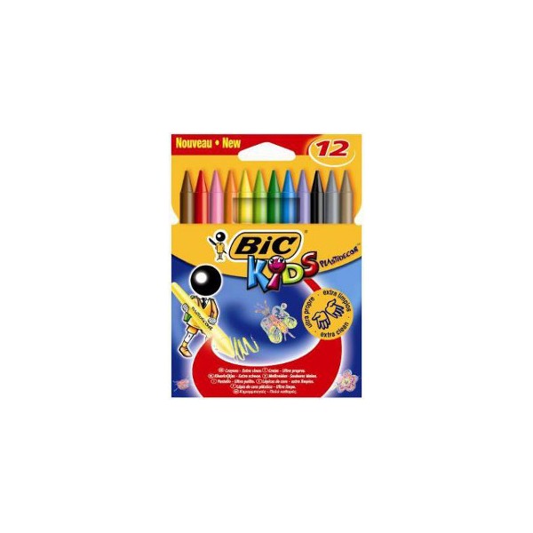 PASTELLI BIC COLORI A CERA PLASTIDECOR KIDS DA 12