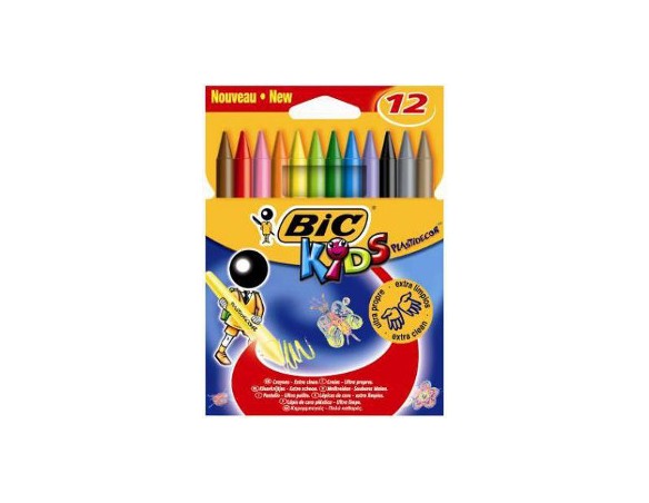 PASTELLI BIC COLORI A CERA PLASTIDECOR KIDS DA 12