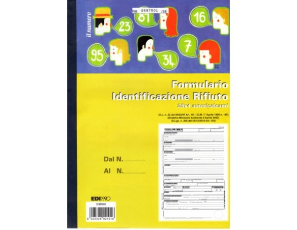 FORMULARIO IDENTIFICAZIONI RIFIUTI SEMPL 25X4 AUTORICALCANTI e0210c