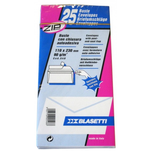 BUSTA BIANCA STRIP cm.11x23 gr.90 CON PATELLA...