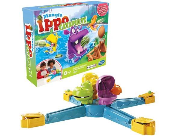 Mangia Ippo Catapulte per bambini dai 4 anni in su, gioco elettronico in scatola prescolare, da 2 a 4 giocatori Hasbro Gaming