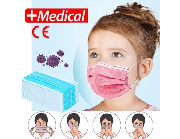 10 pz MASCHERINE CHIRURGICHE PER BAMBINI AZZURRE O ROSA 10 PEZZI doctormask