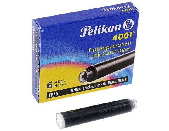 SCATOLA 6 CARTUCCE PENNA STILOGRAFICA PELIKAN 4001 TP/NERO