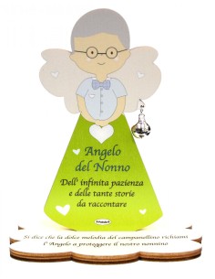 Porta Foto/Memo Angelo Del nonno In Legno Naturale Con...