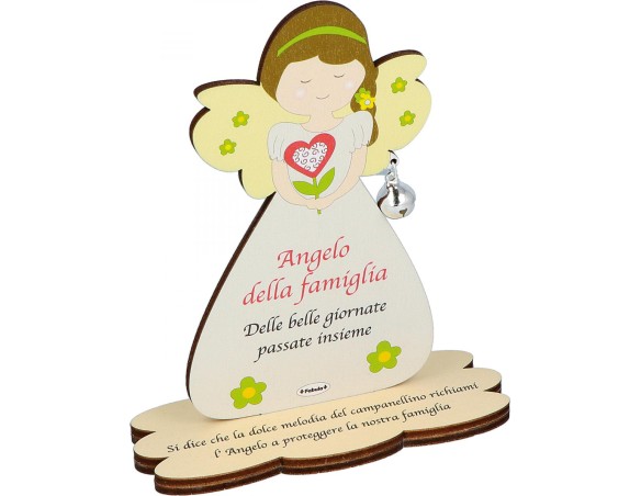 Porta Foto/Memo Angelo della famiglia In Legno Naturale Con Sonaglino ed una molletta- Chiama angeli angelo