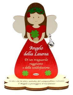 Porta Foto/Memo Angelo Della laurea In Legno Naturale Con...