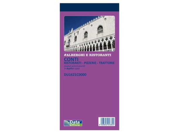 RISTORAZIONE BLOCCO CONTO RISTORANTE CM.11x21 2 COPIE DATA UFFCIO D1621