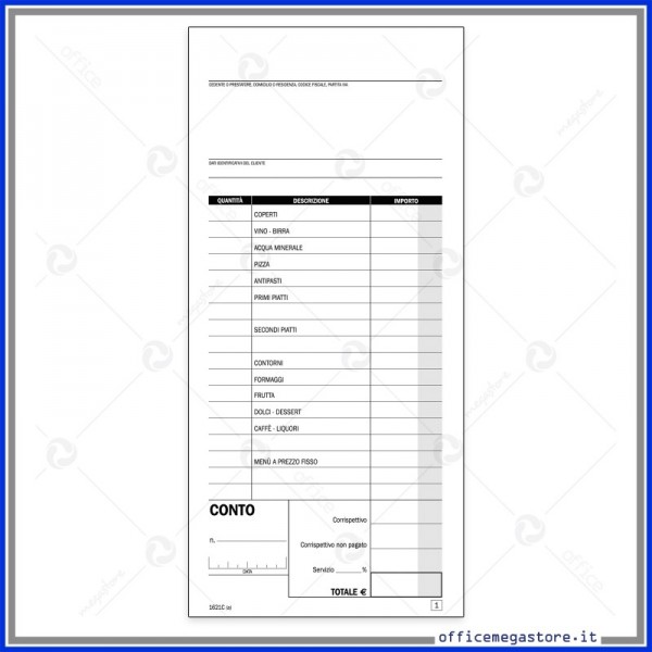 RISTORAZIONE BLOCCO CONTO RISTORANTE CM.11x21 2...